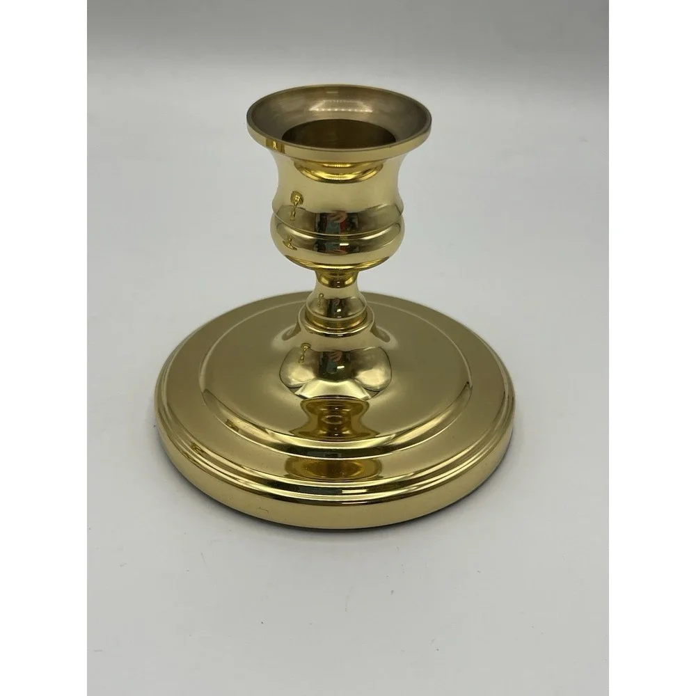 Brass Candlestick Baldwin Classics USA Round Base Solid VTG ‎ 1988 No. 7200